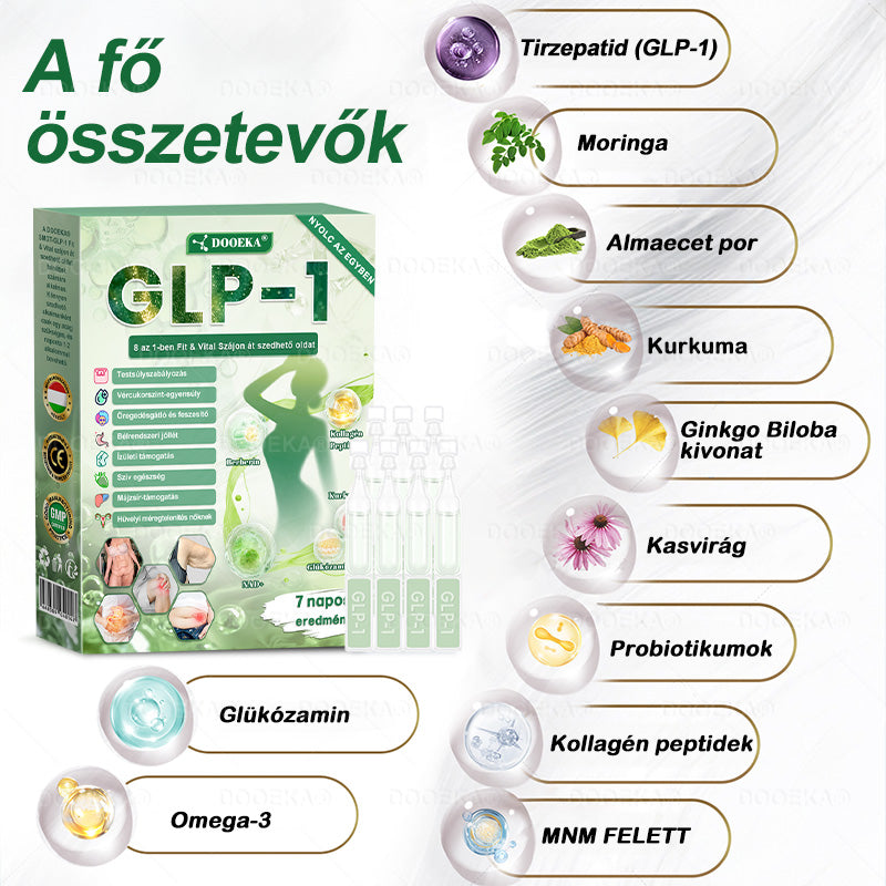DOOEKA® GLP-1 8 az 1-ben Fit & Vital Szájon át szedhető oldat – Napi egyszer, 7 nap alatt látható változás / Elhízás, szív- és érrendszeri egészség, cukorbetegség, alvási apnoe, bélrendszer egészsége, ízületi problémák és még sok más esetén🔥🔥